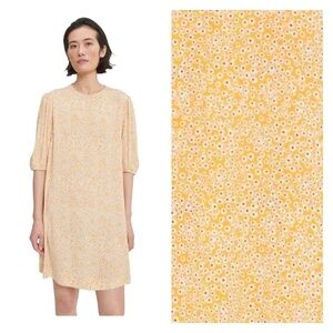 NWT SAMSOE SAMSOE Yellow Floral Aram SS Mini Dress Golden Aster Size XS
